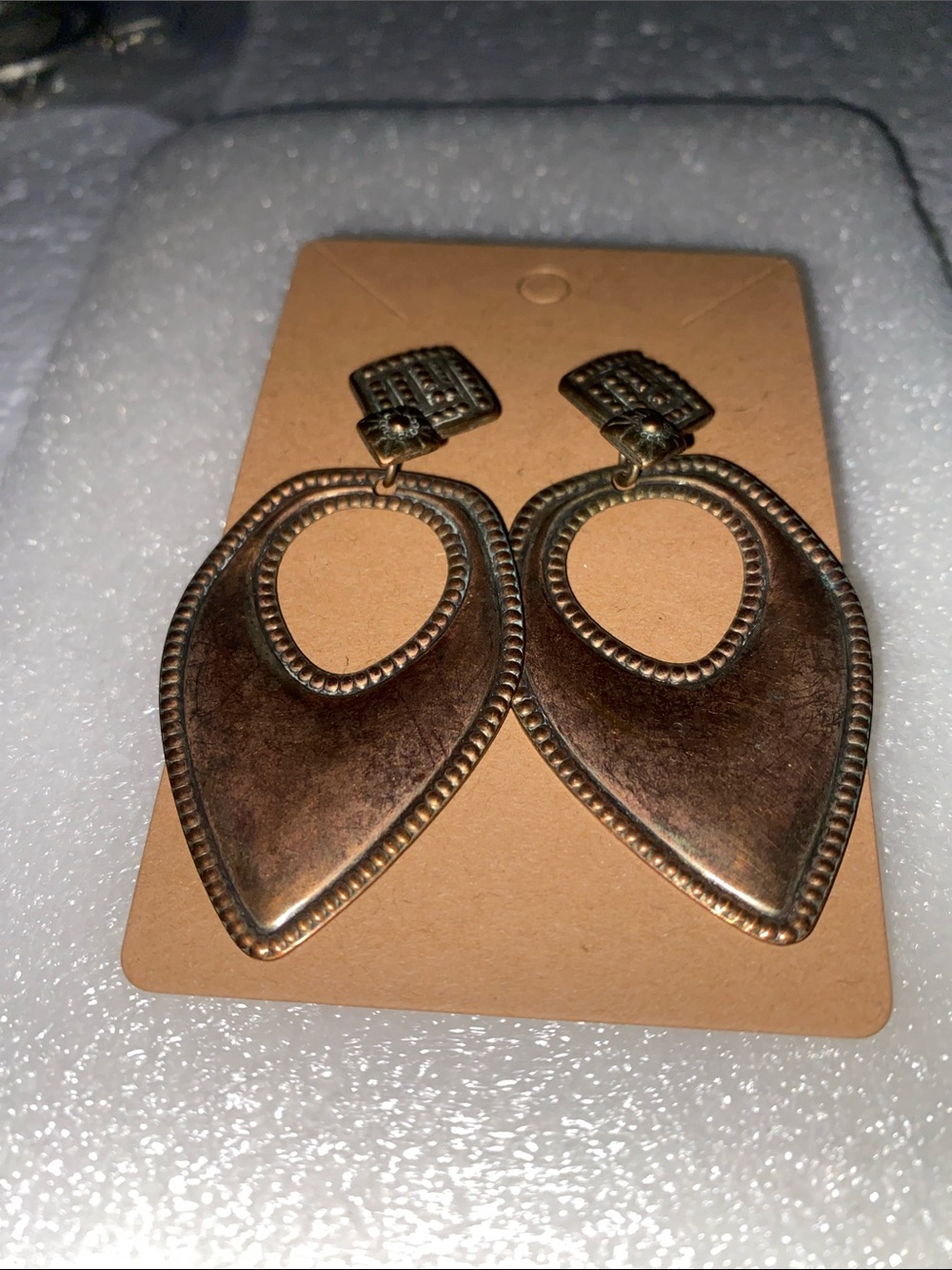 Copper Teardrop Statement Earrings - Unbranded